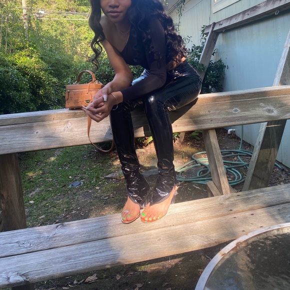 BLACK SHIRT & LATEX PANTS SET ! - Picture 2 of 2